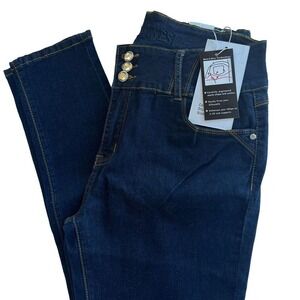 Danesi Jeans Navy High Waisted Butt Lifter Skinny Jeans Rhinestone Buttons‎ 17